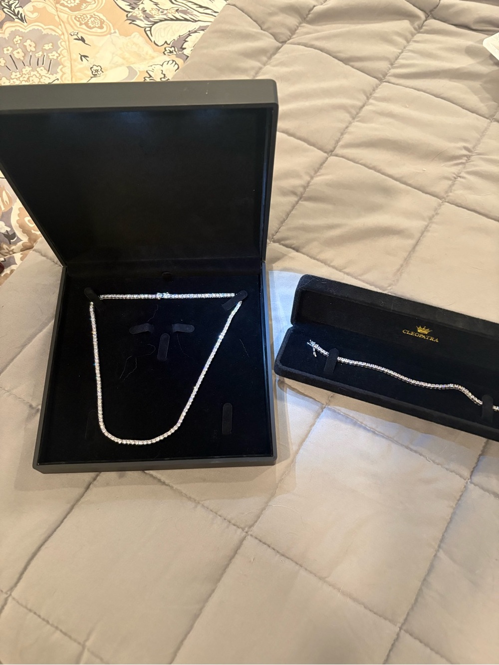 Patra Clear Crystal Tennis Necklace and Bracelet Duo